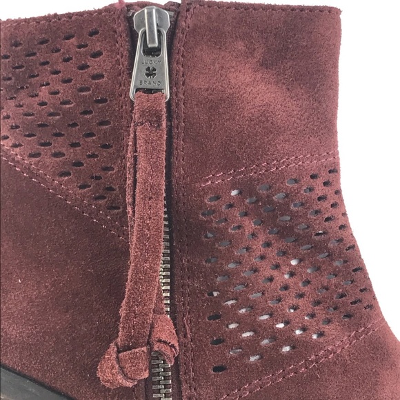 Lucky Brand Ramses Bootie Red Leather Boot Zip Up Cowboy Boots Western - Picture 3 of 8